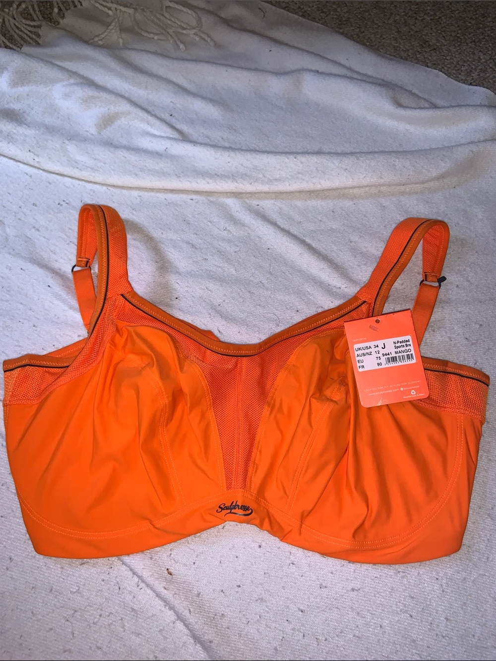 Panache Orange full coverage Support Bra Sculptresse non padded sport underwire